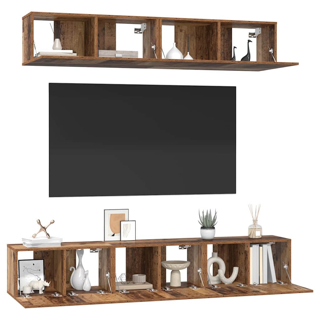 Conjunto De Mueble De Tv Montaje En La Pared 5 Pcs