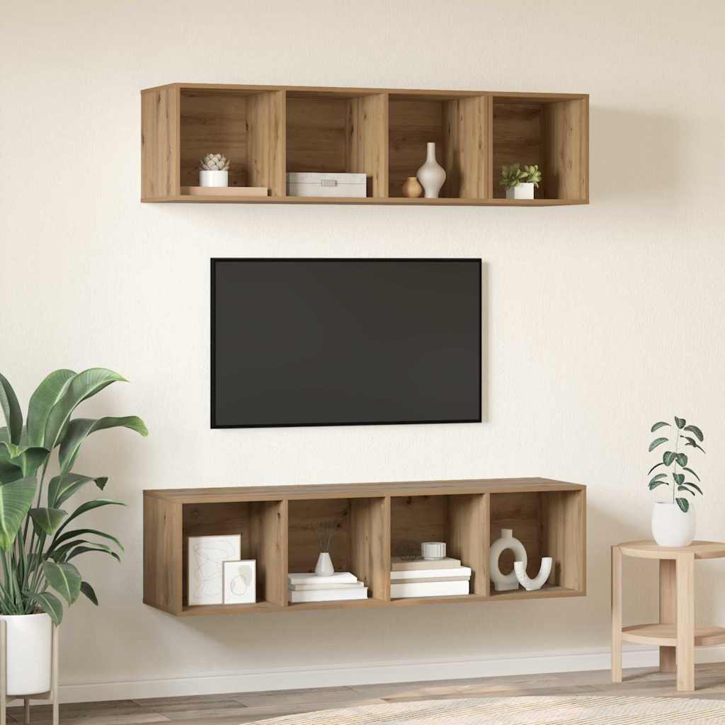 Conjunto De Mueble De Tv 3 Pcs Roble Artesanal