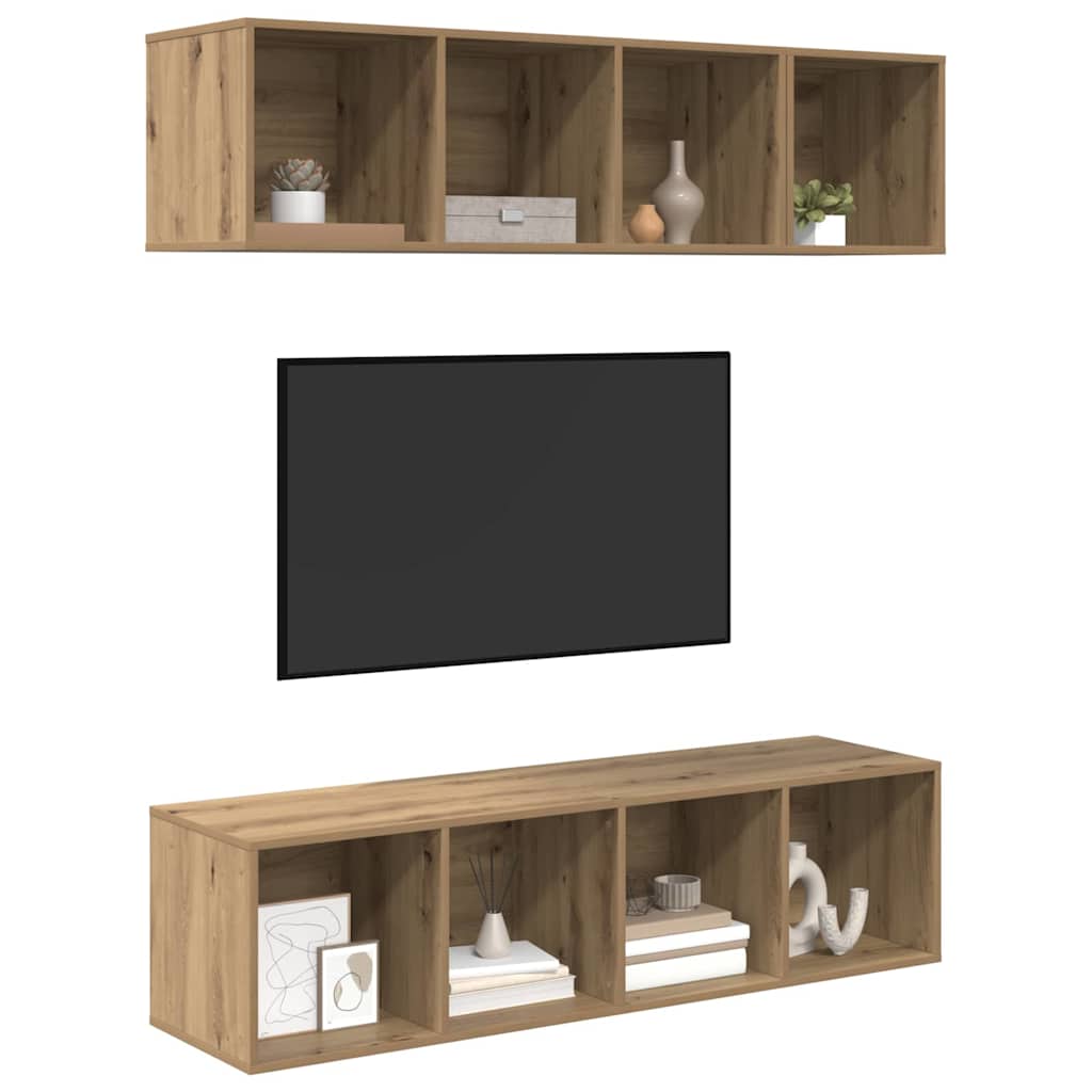 Conjunto De Mueble De Tv 3 Pcs Roble Artesanal