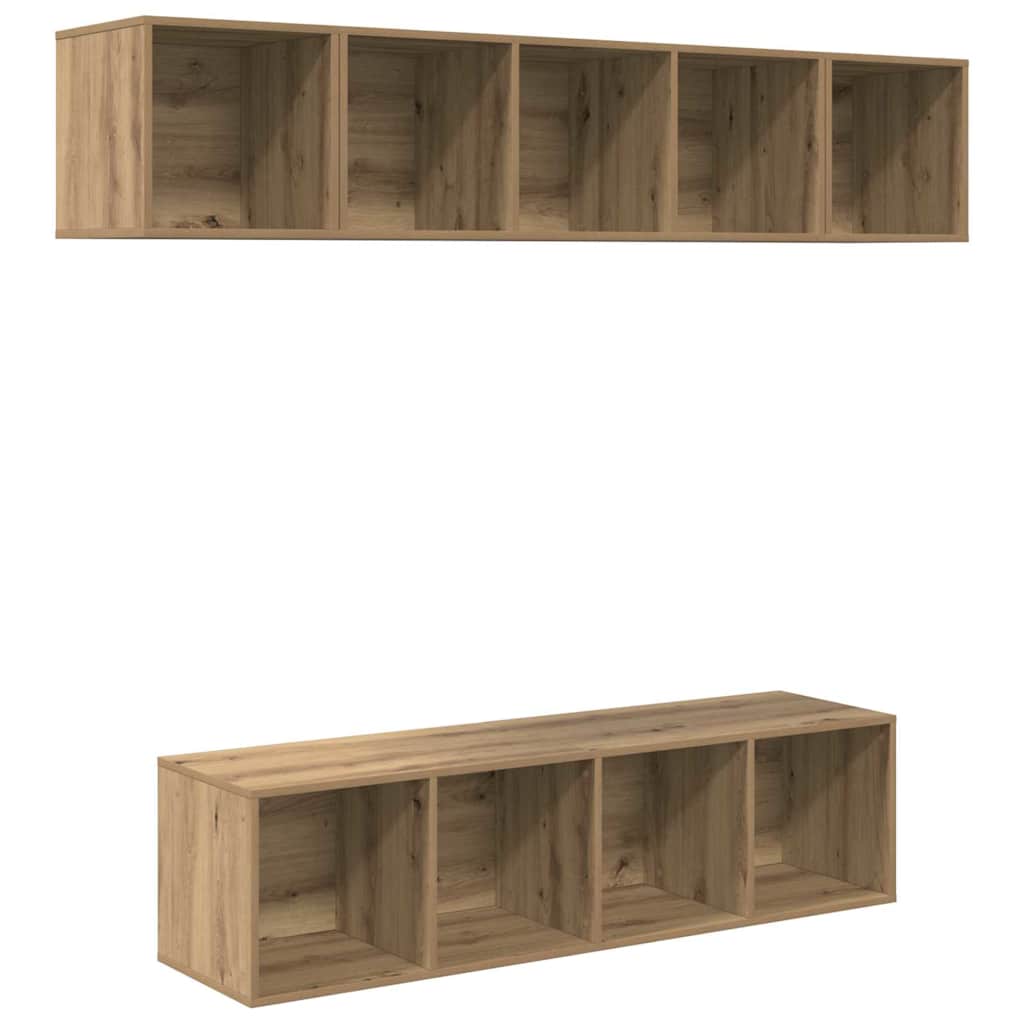 Conjunto De Mueble De Tv 4 Pcs Roble Artesanal