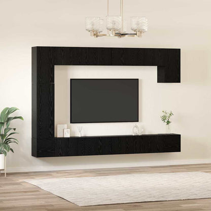 Conjunto De Mueble De Tv 9 Pcs Madera Contrachapada