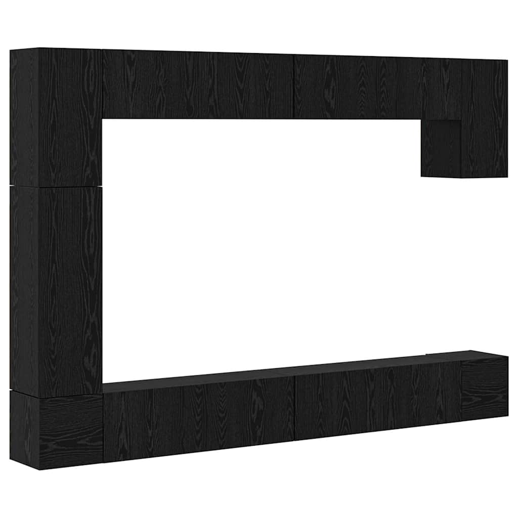 Conjunto De Mueble De Tv 9 Pcs Madera Contrachapada