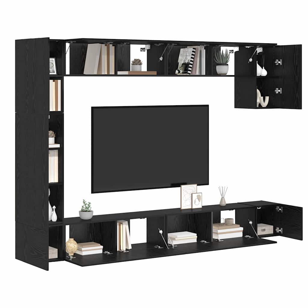 Conjunto De Mueble De Tv 9 Pcs Madera Contrachapada