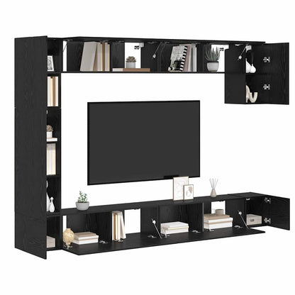 Conjunto De Mueble De Tv 9 Pcs Madera Contrachapada