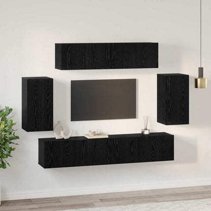 Conjunto De Mueble De Tv 6 Pcs Madera Contrachapada