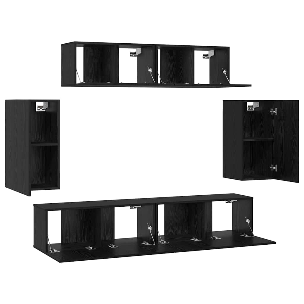 Conjunto De Mueble De Tv 6 Pcs Madera Contrachapada