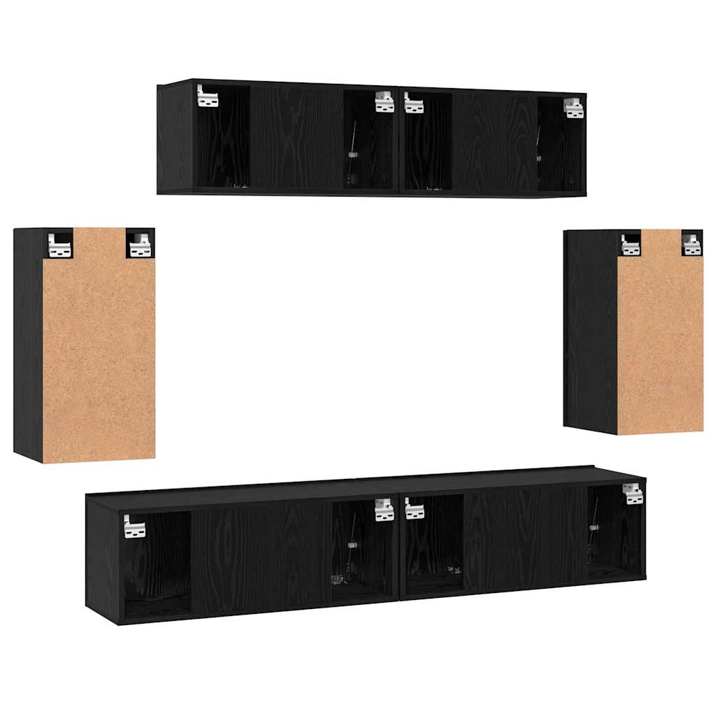 Conjunto De Mueble De Tv 6 Pcs Madera Contrachapada