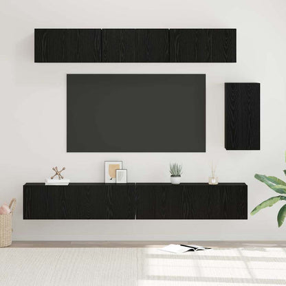 Conjunto De Mueble De Tv 7 Pcs Madera De Ingeniería
