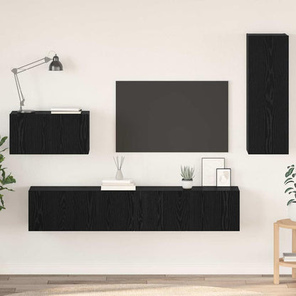 Mueble De Tv De Pared Montaje En La Pared 4 Pcs Roble Artesanal