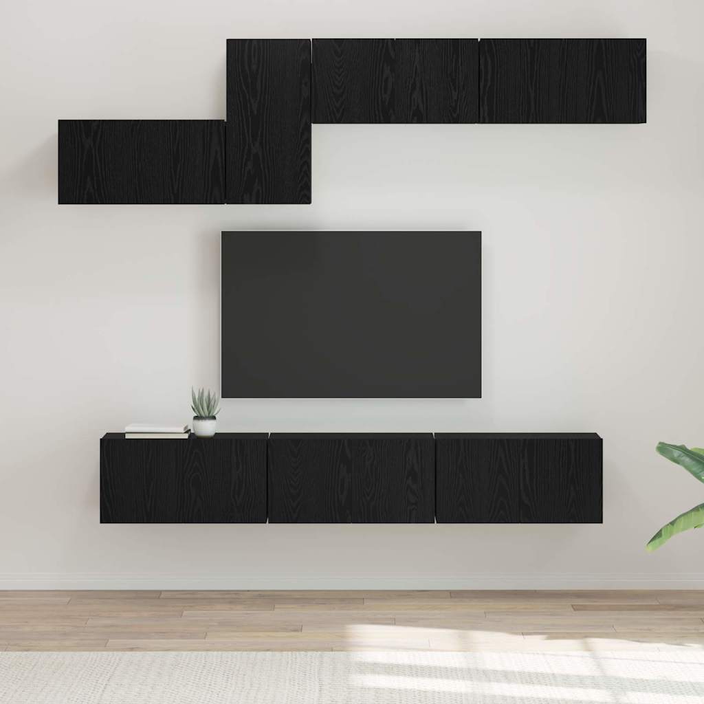Conjunto De Mueble De Tv 7 Pcs Madera De Ingeniería