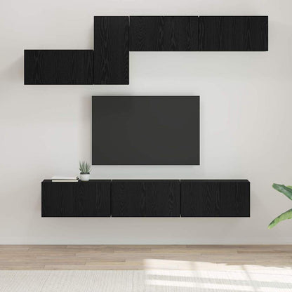 Conjunto De Mueble De Tv 7 Pcs Madera De Ingeniería