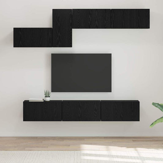 Conjunto De Mueble De Tv 7 Pcs Madera De Ingeniería