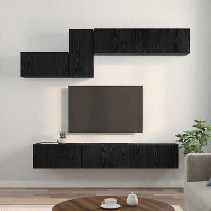 Conjunto De Mueble De Tv 7 Pcs Madera De Ingeniería