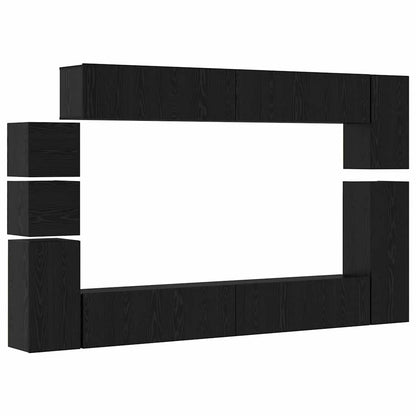 Conjunto De Mueble De Tv 9 Pcs Madera De Ingeniería