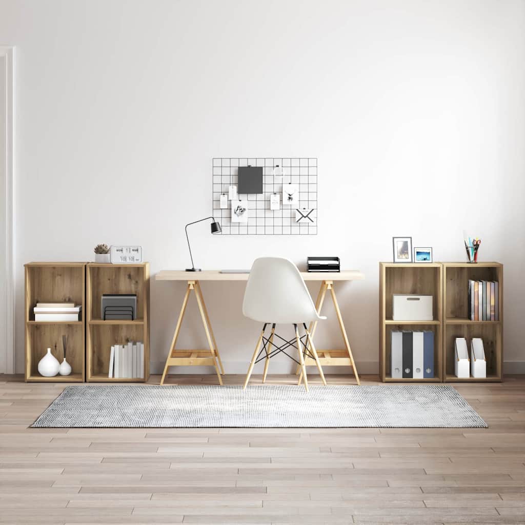 Conjunto De Mueble De Tv 4 Pcs Roble Artesanal 37 X 37 X 72 Cm