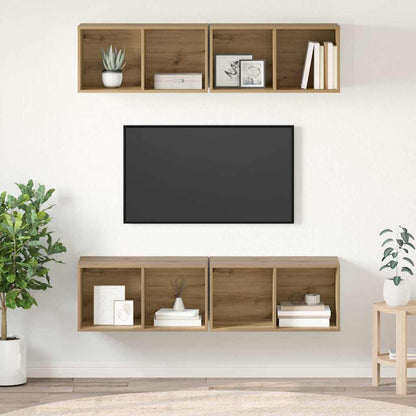 Conjunto De Mueble De Tv 4 Pcs Roble Artesanal 37 X 37 X 72 Cm