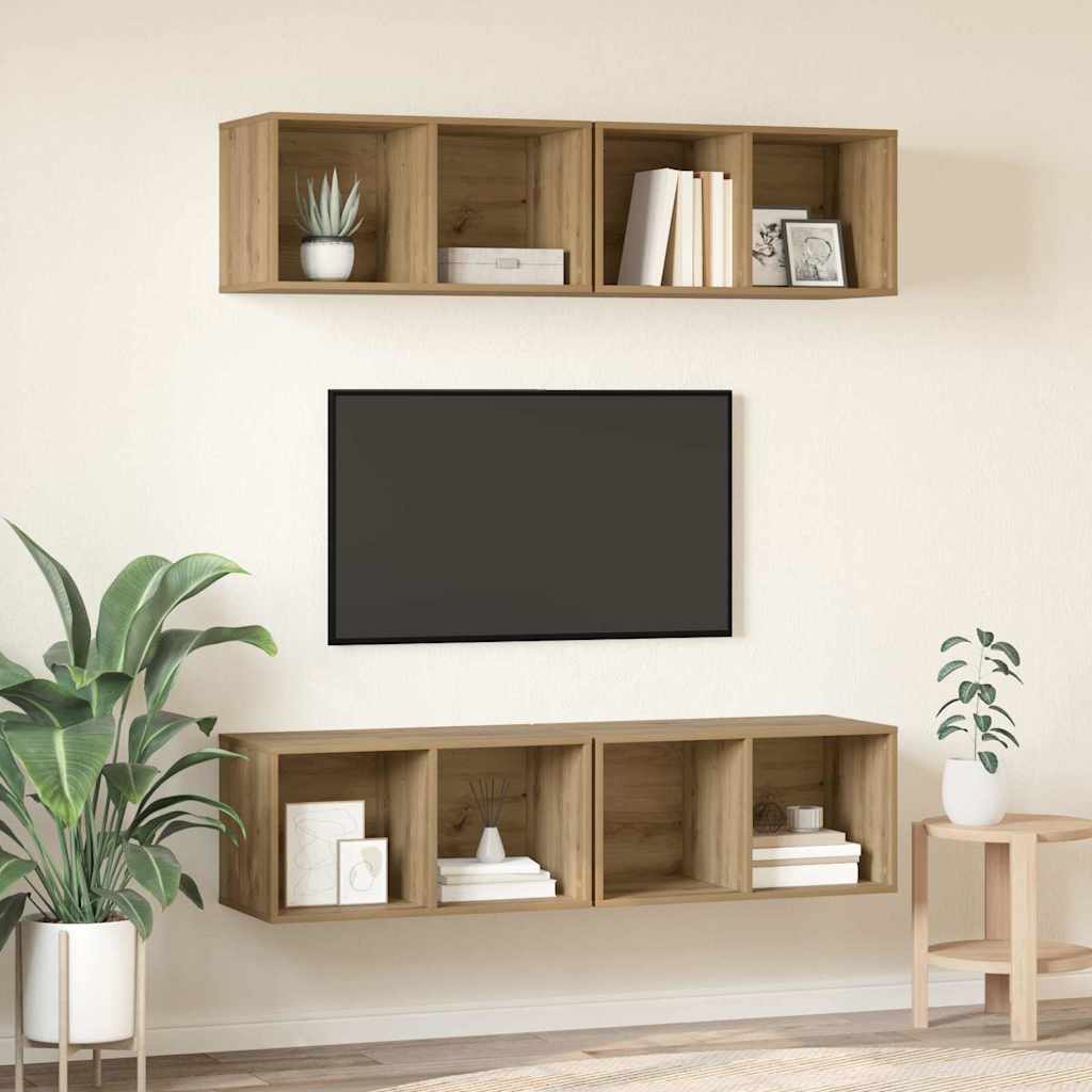 Conjunto De Mueble De Tv 4 Pcs Roble Artesanal 37 X 37 X 72 Cm