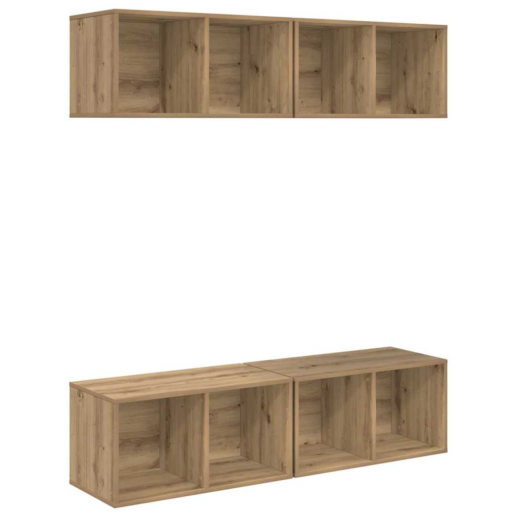 Conjunto De Mueble De Tv 4 Pcs Roble Artesanal 37 X 37 X 72 Cm