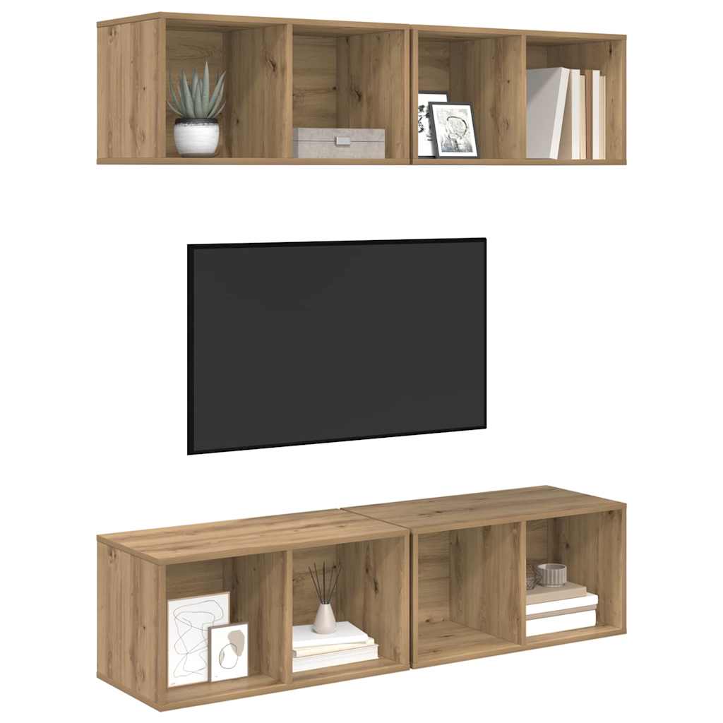 Conjunto De Mueble De Tv 4 Pcs Roble Artesanal 37 X 37 X 72 Cm