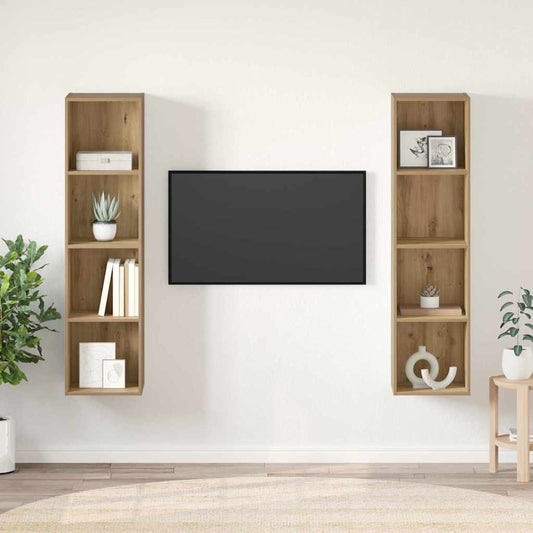 Conjunto De Mueble De Tv 2 Pcs Marrón 37 X 37 X 142,5 Cm
