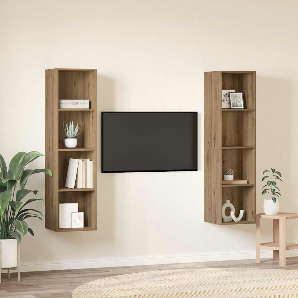Conjunto De Mueble De Tv 2 Pcs Marrón 37 X 37 X 142,5 Cm