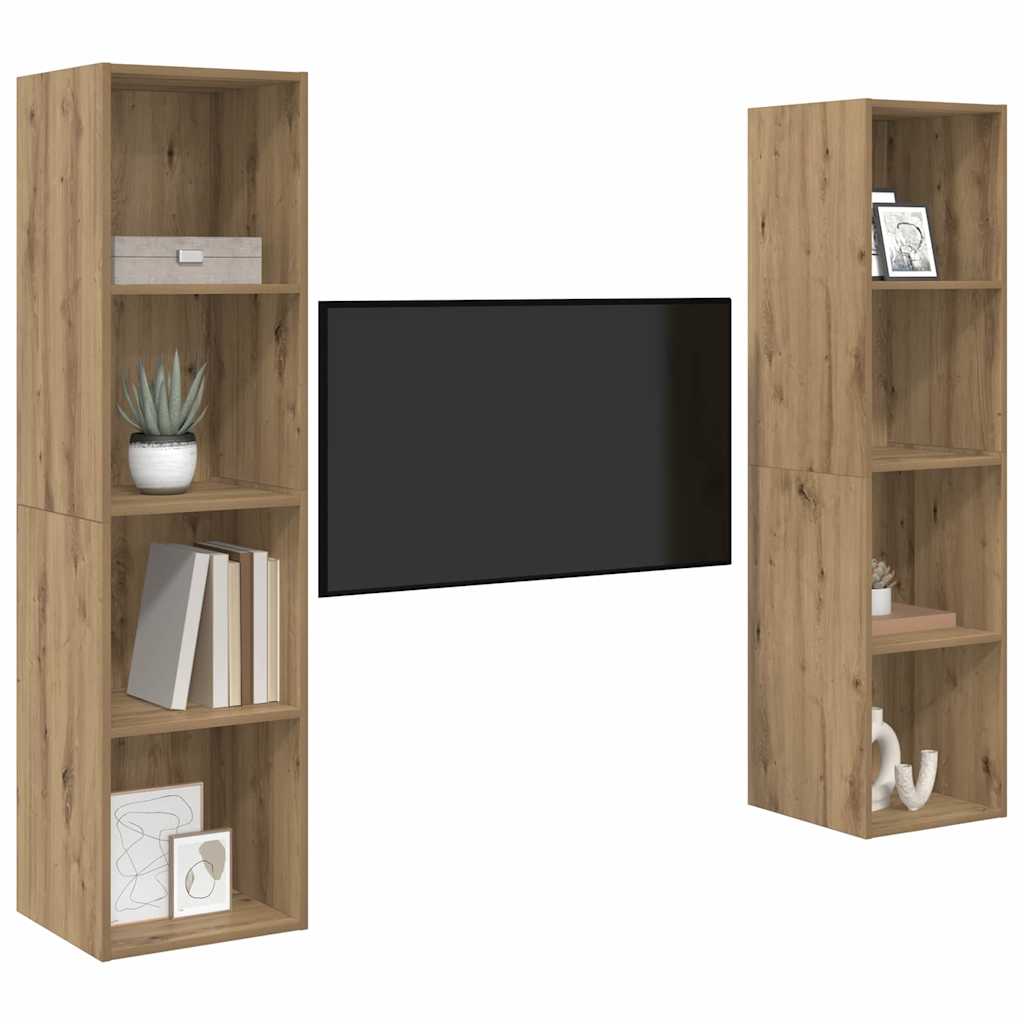 Conjunto De Mueble De Tv 2 Pcs Marrón 37 X 37 X 142,5 Cm