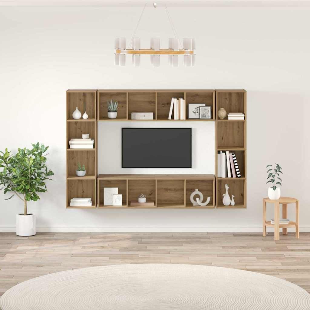 Conjunto De Mueble De Tv 4 Pcs Marrón 37 X 37 X 142,5 Cm