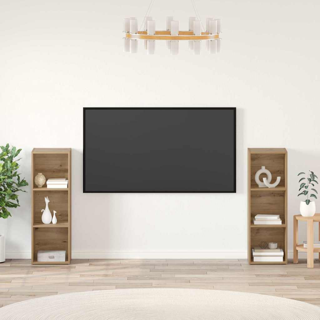 Conjunto De Mueble De Tv 2 Pcs Roble Artesanal 37 X 35 X