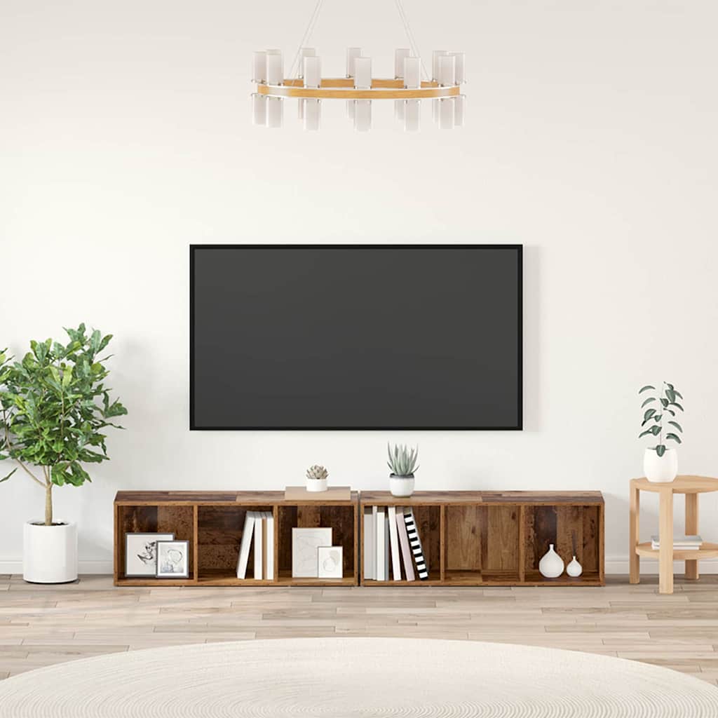 Conjunto De Mueble De Tv 2 Pcs Roble Artesanal 37 X 35 X 107Cm