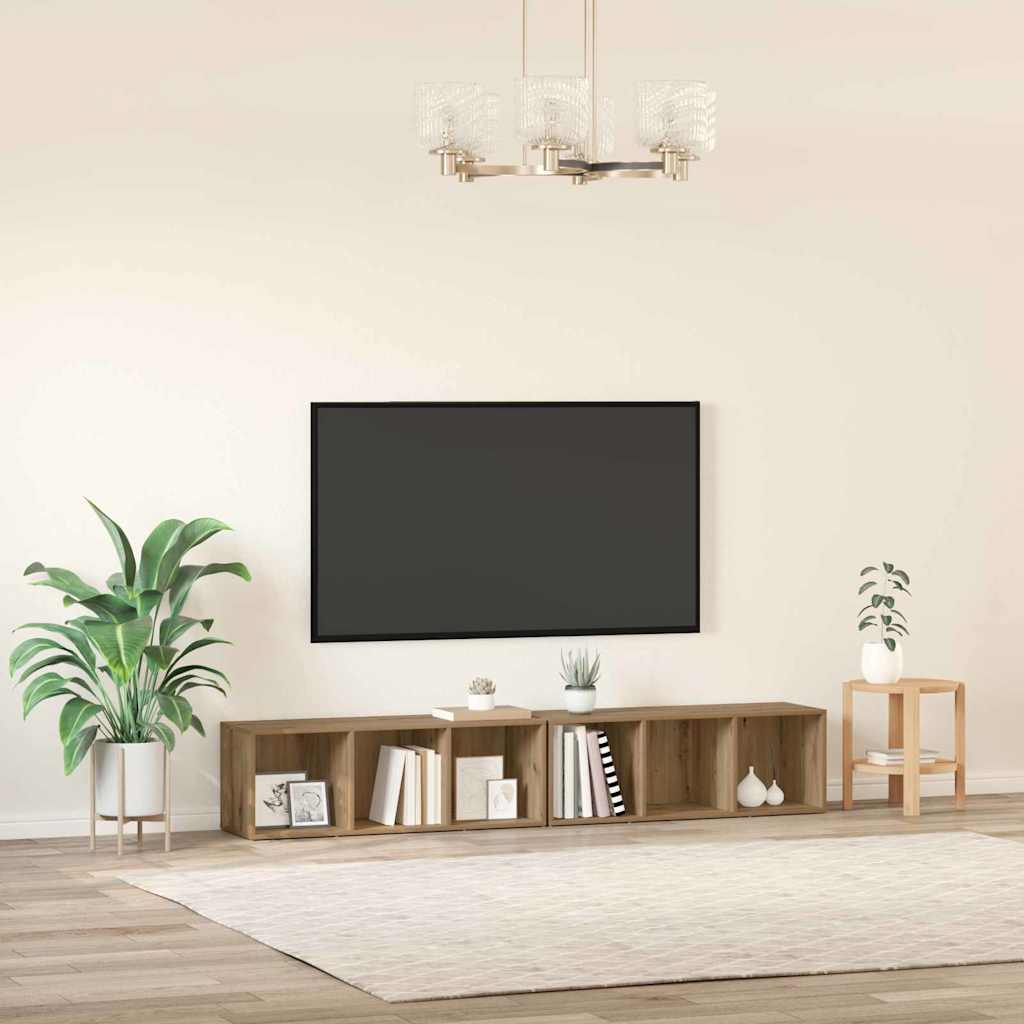 Conjunto De Mueble De Tv 2 Pcs Roble Artesanal 37 X 35 X 107Cm