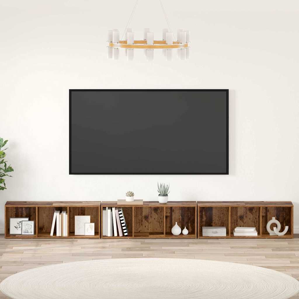 Conjunto De Mueble De Tv 3 Pcs Roble Artesanal 37 X 35 X 107 Cm