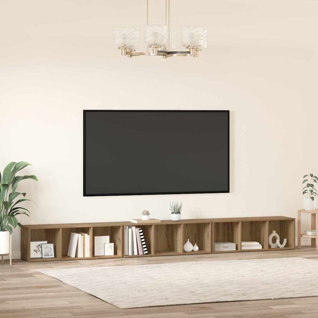 Conjunto De Mueble De Tv 3 Pcs Roble Artesanal 37 X 35 X 107 Cm