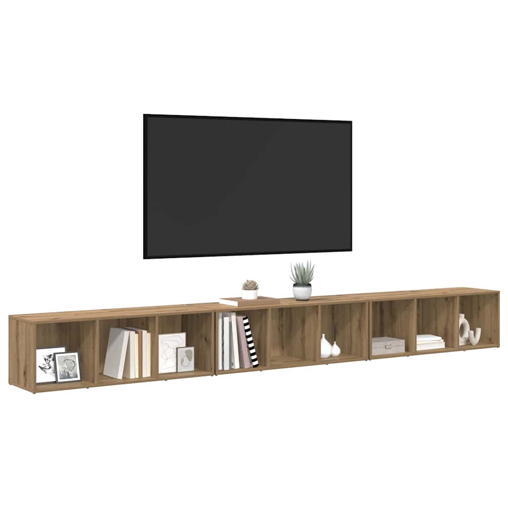 Conjunto De Mueble De Tv 3 Pcs Roble Artesanal 37 X 35 X 107 Cm