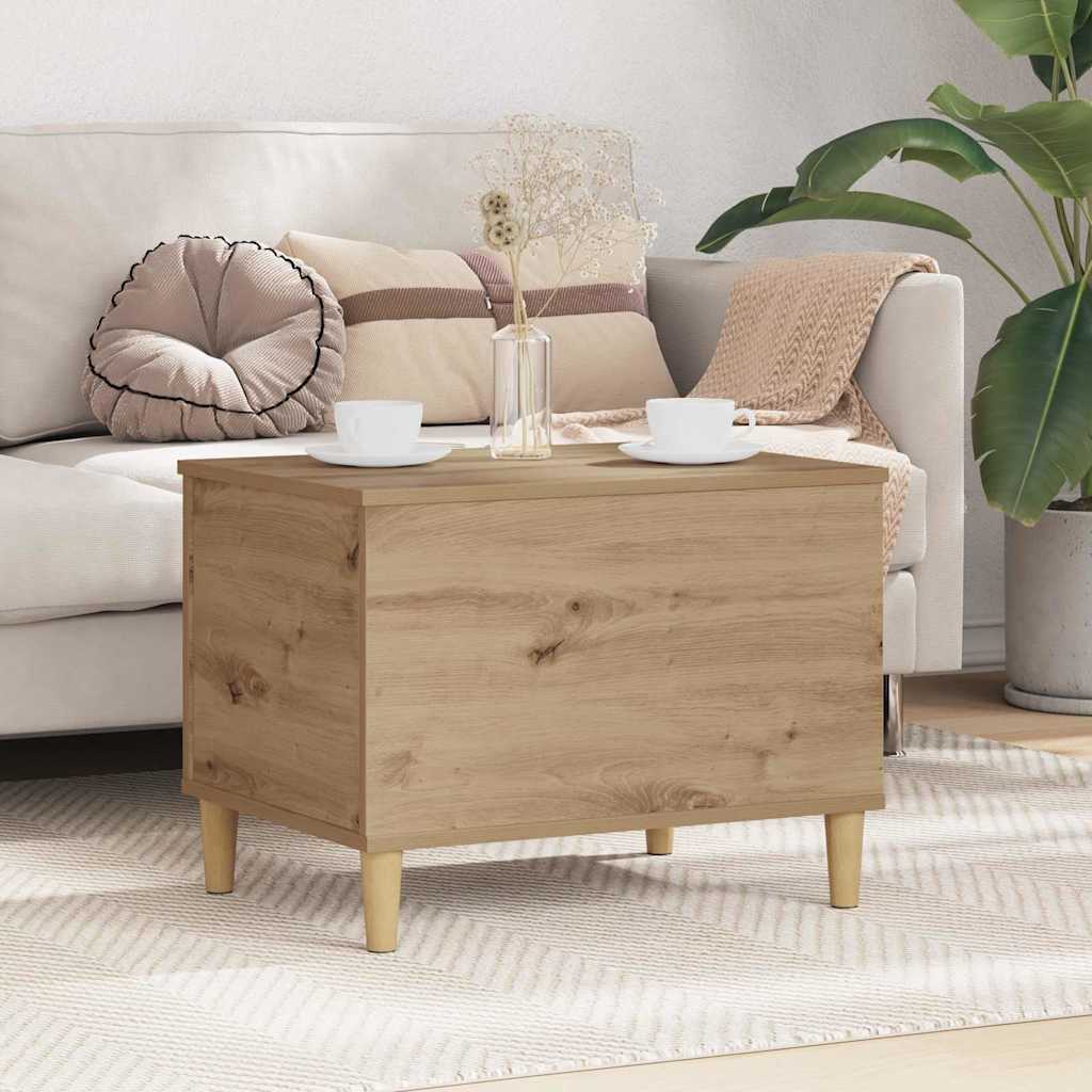 Mesa De Centro Madera Contrachapada Roble Marrón 60X44,5X45 Cm