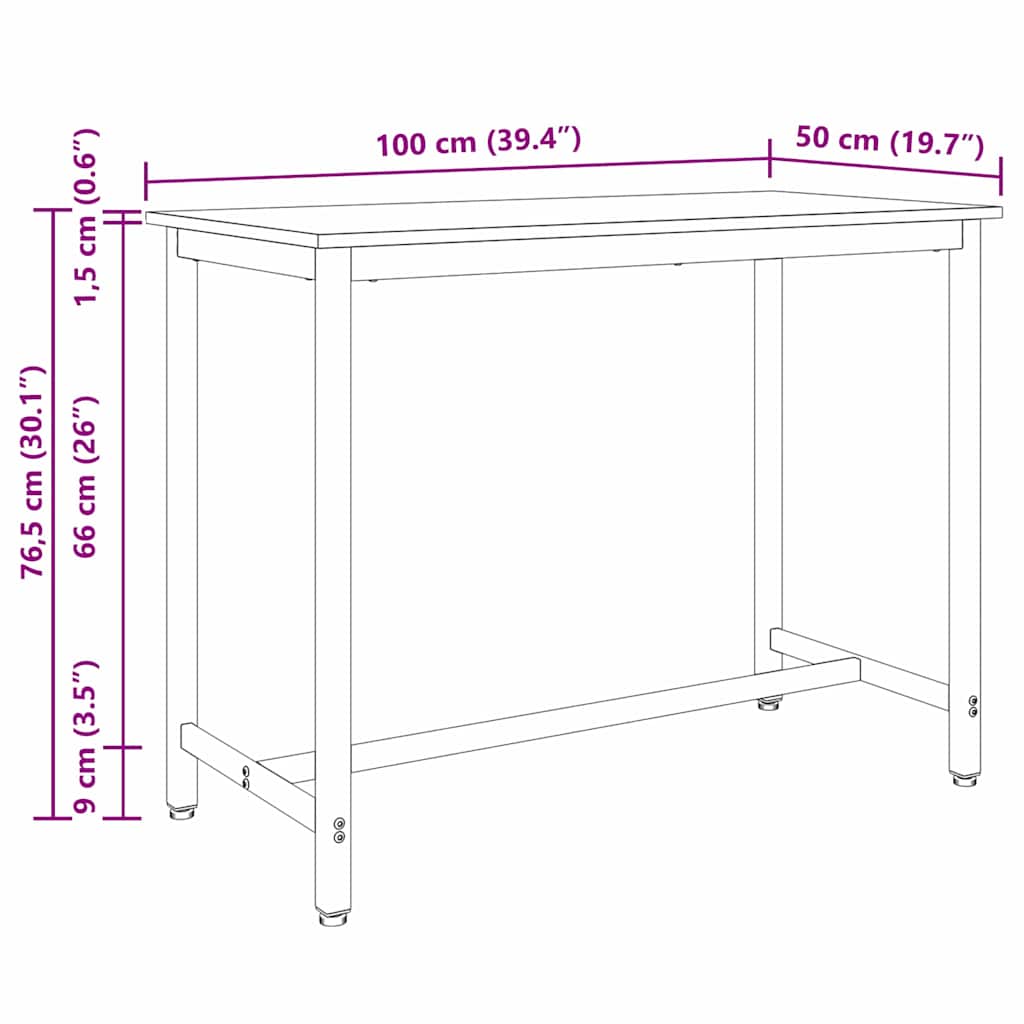 Mesa Madera Vieja 100 X 50 X 76,5 Cm