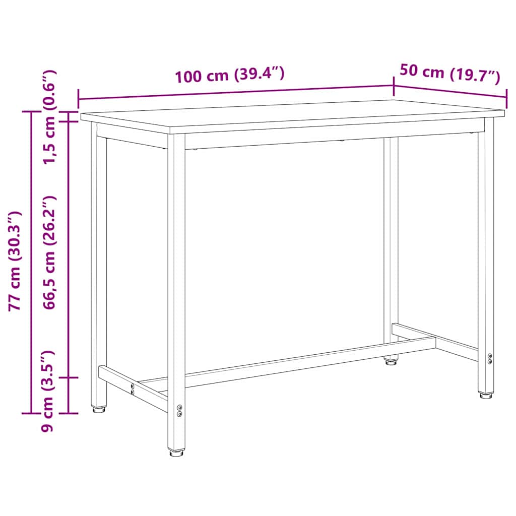 Mesa 100 X 50 X 77 Cm Madera Ingenierizada Y Acero