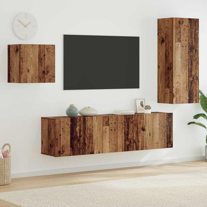 Mueble De Tv 4 Pcs Roble Artesanal Madera De Ingeniería