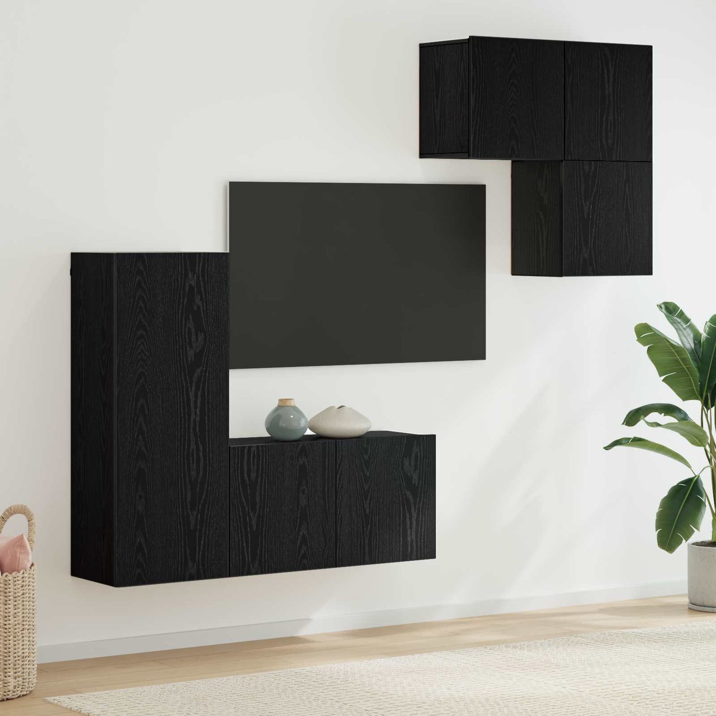 Mueble De Tv 4 Pcs Roble Artesanal Madera De Ingeniería