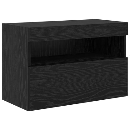 Conjunto De Mueble De Tv En La Pared Con Luces Led 7 Pcs