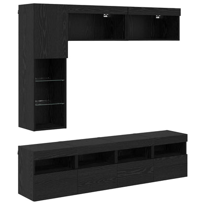 Mueble De Tv Con Led 7 Pcs Madera De Ingeniería