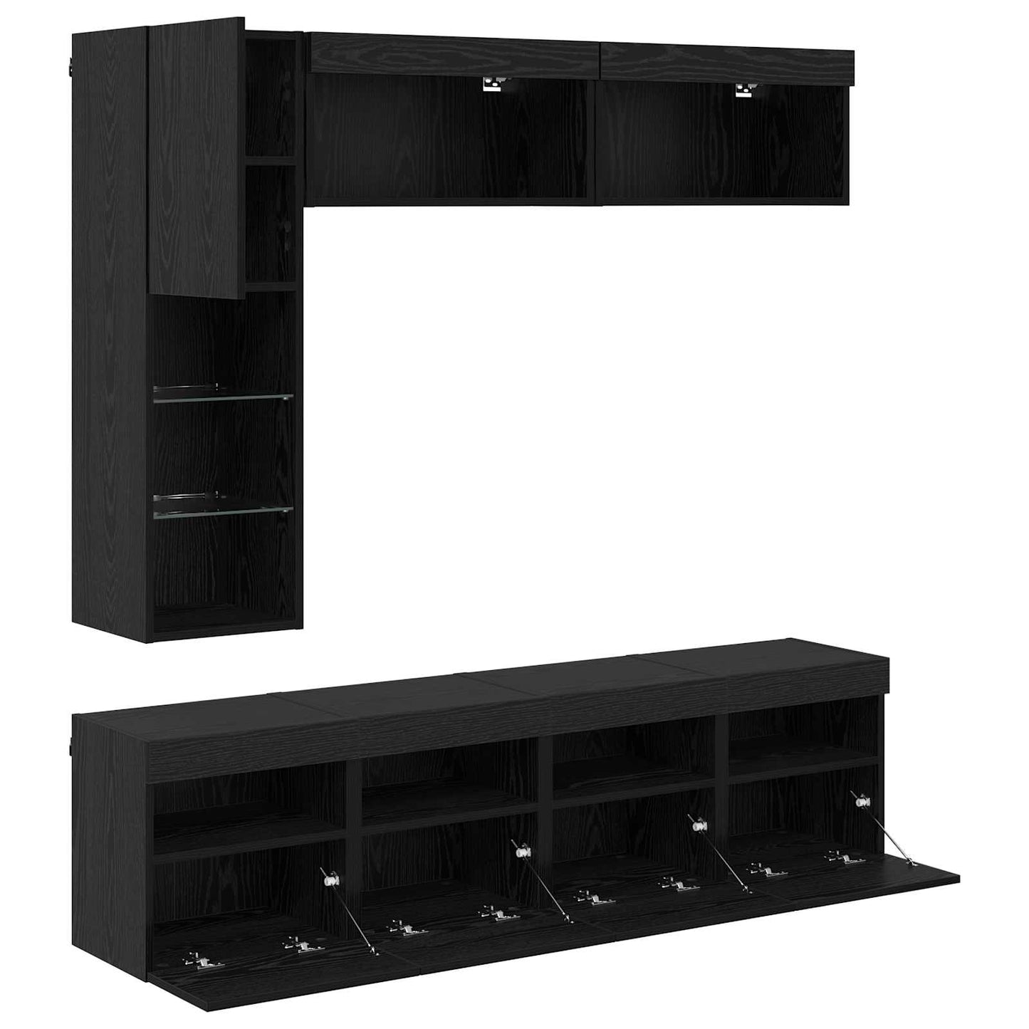 Mueble De Tv Con Led 7 Pcs Madera De Ingeniería