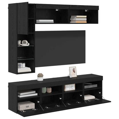 Mueble De Tv Con Led 7 Pcs Madera De Ingeniería