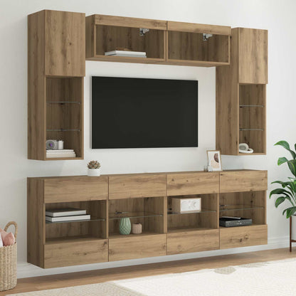 Conjunto De Mueble Para Tv De Pared Con Led 6 Pcs