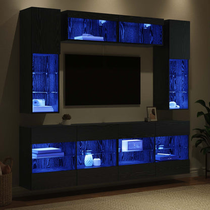Conjunto De Mueble Para Tv De Pared Con Led 6 Pcs