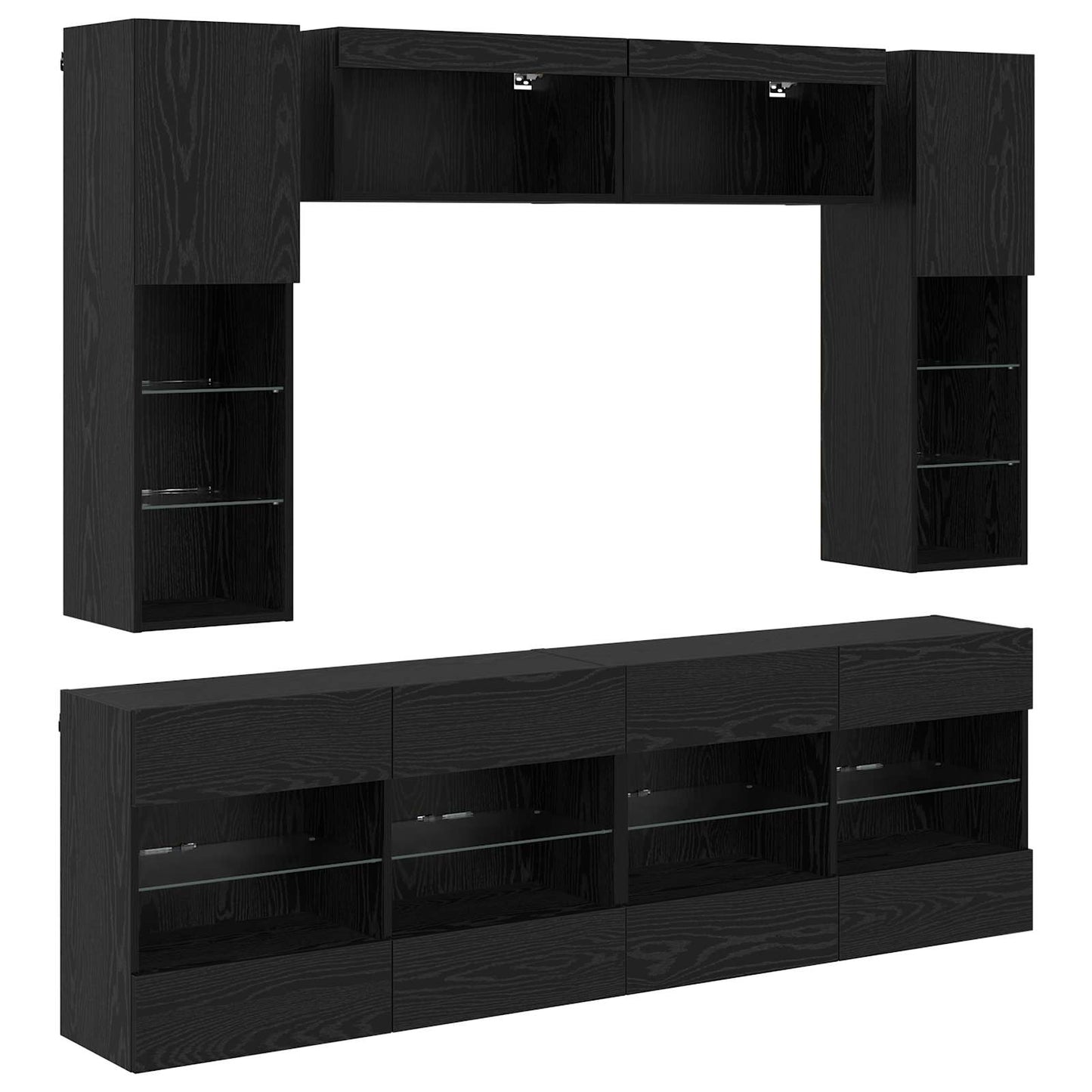 Conjunto De Mueble Para Tv De Pared Con Led 6 Pcs