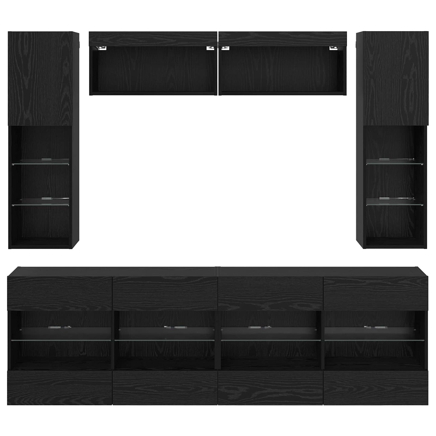 Conjunto De Mueble Para Tv De Pared Con Led 6 Pcs