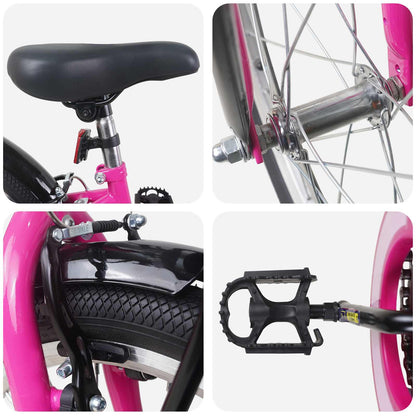Bicicleta Infantil Para 6-11 Años Negro Rosa