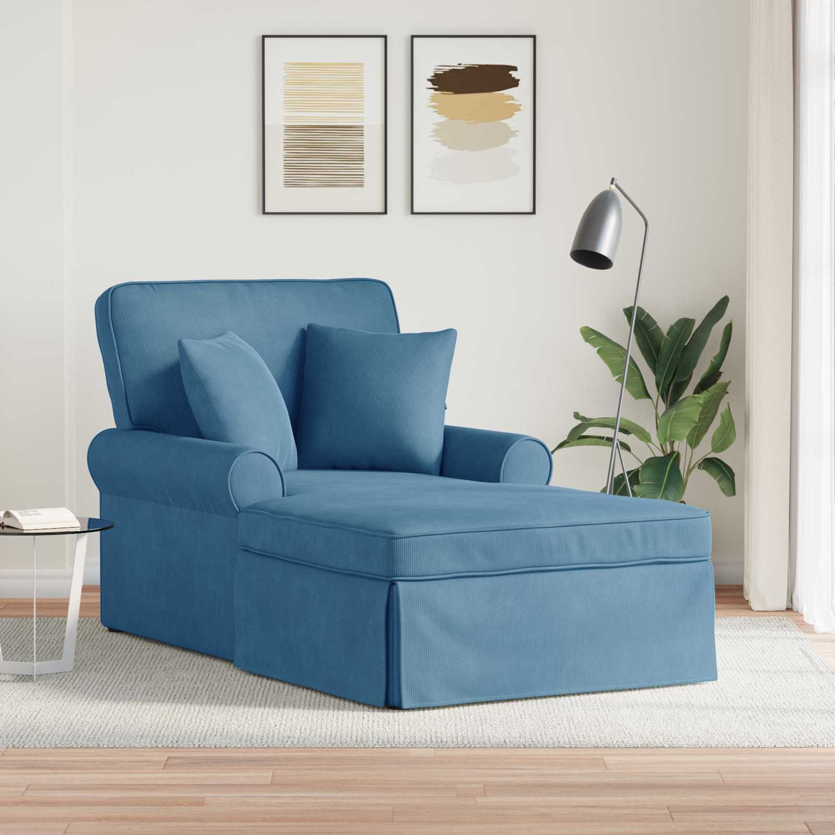 Chaise Lounge Con Falda 3 Uds. Tela De Pana