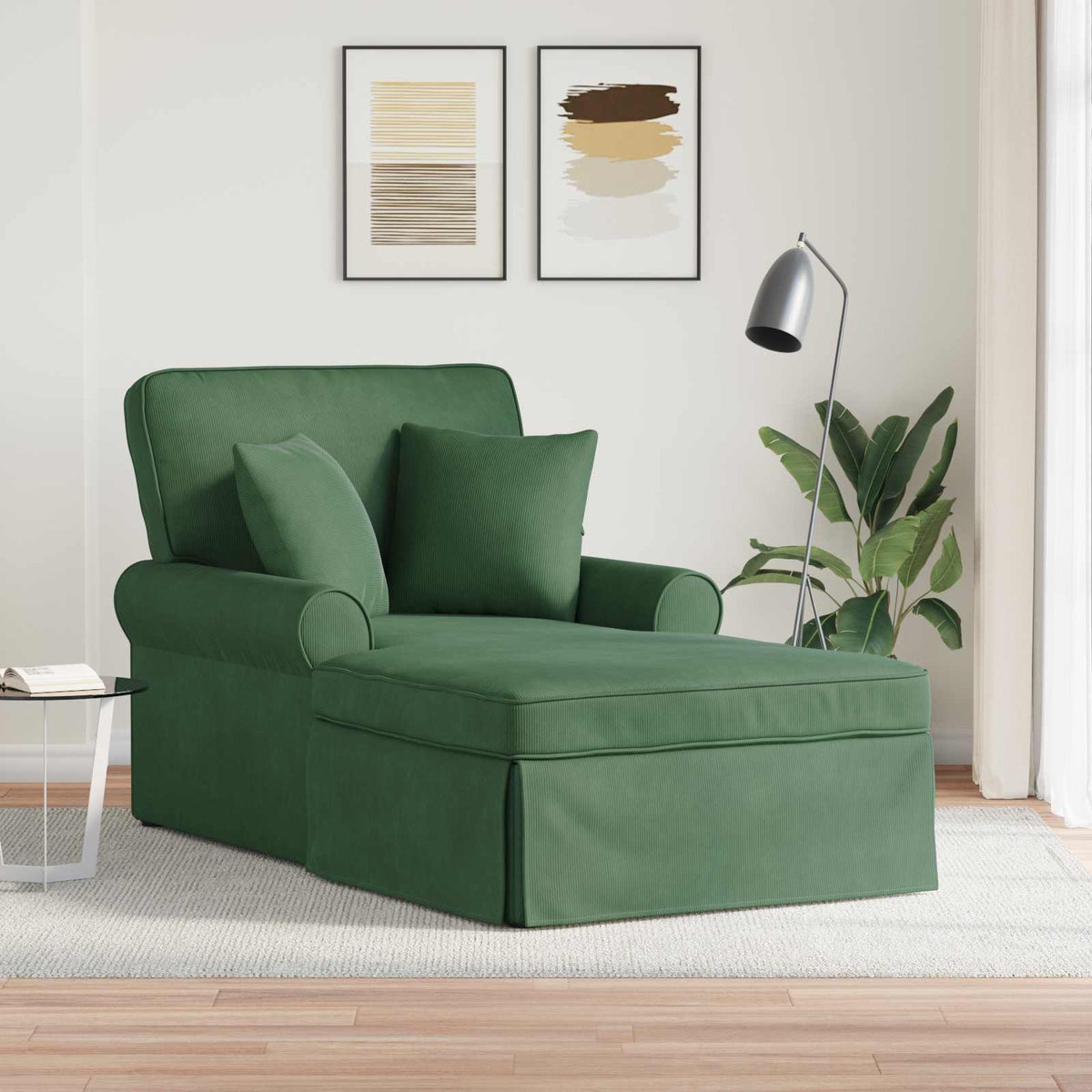 Chaise Lounge Con Falda 3 Uds. Tela De Pana