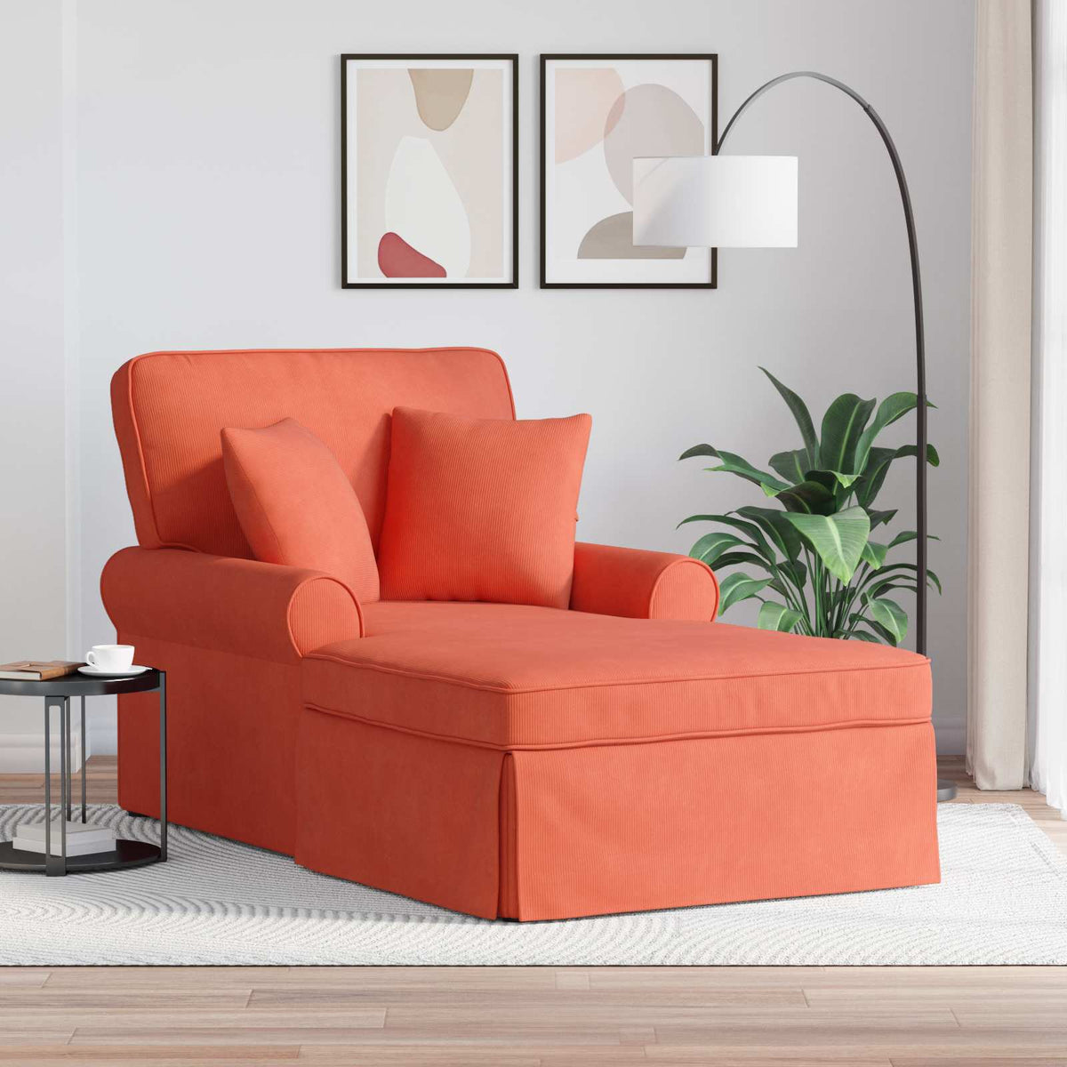 Chaise Lounge Con Falda 3 Uds. Tela De Pana